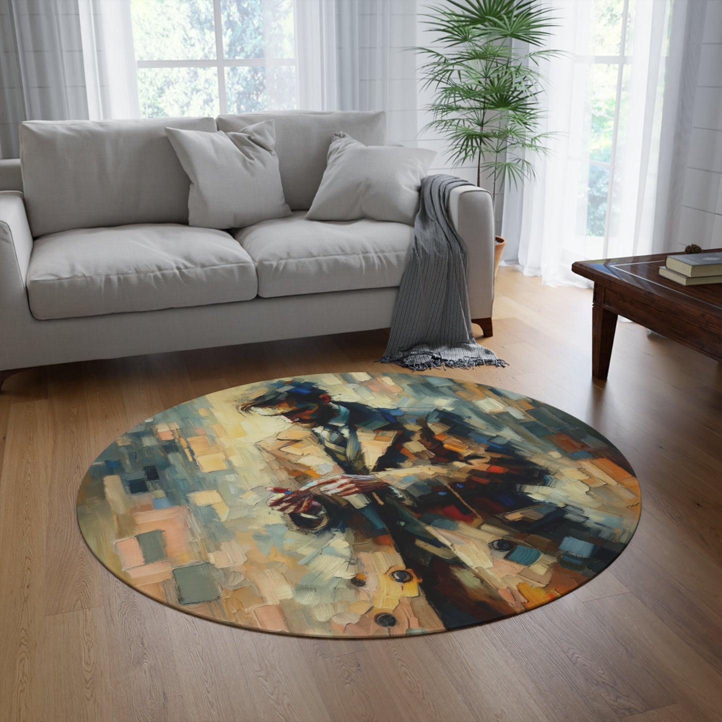 Urban Tachism Encounter Round Rug - ATUH.ART