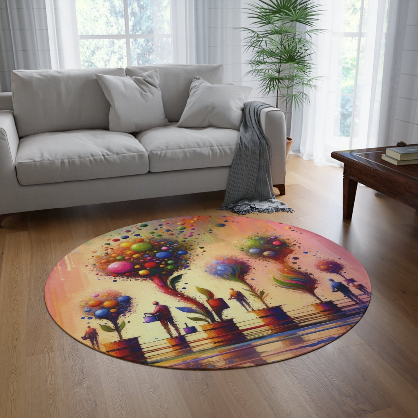 Vibrant Digital Arboriculture Round Rug - ATUH.ART