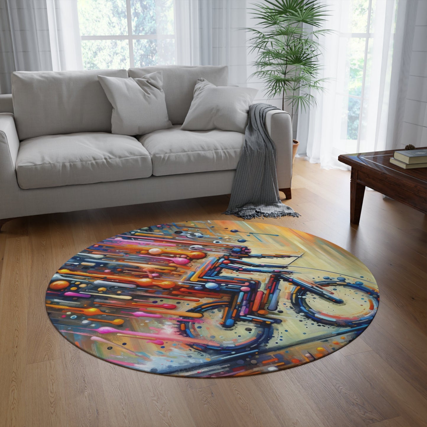 Vibrant Dynamic Sovereignty Round Rug - ATUH.ART