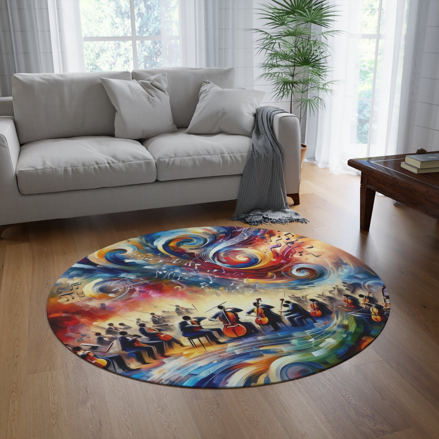 Vibrant Maestro Symphony Round Rug - ATUH.ART