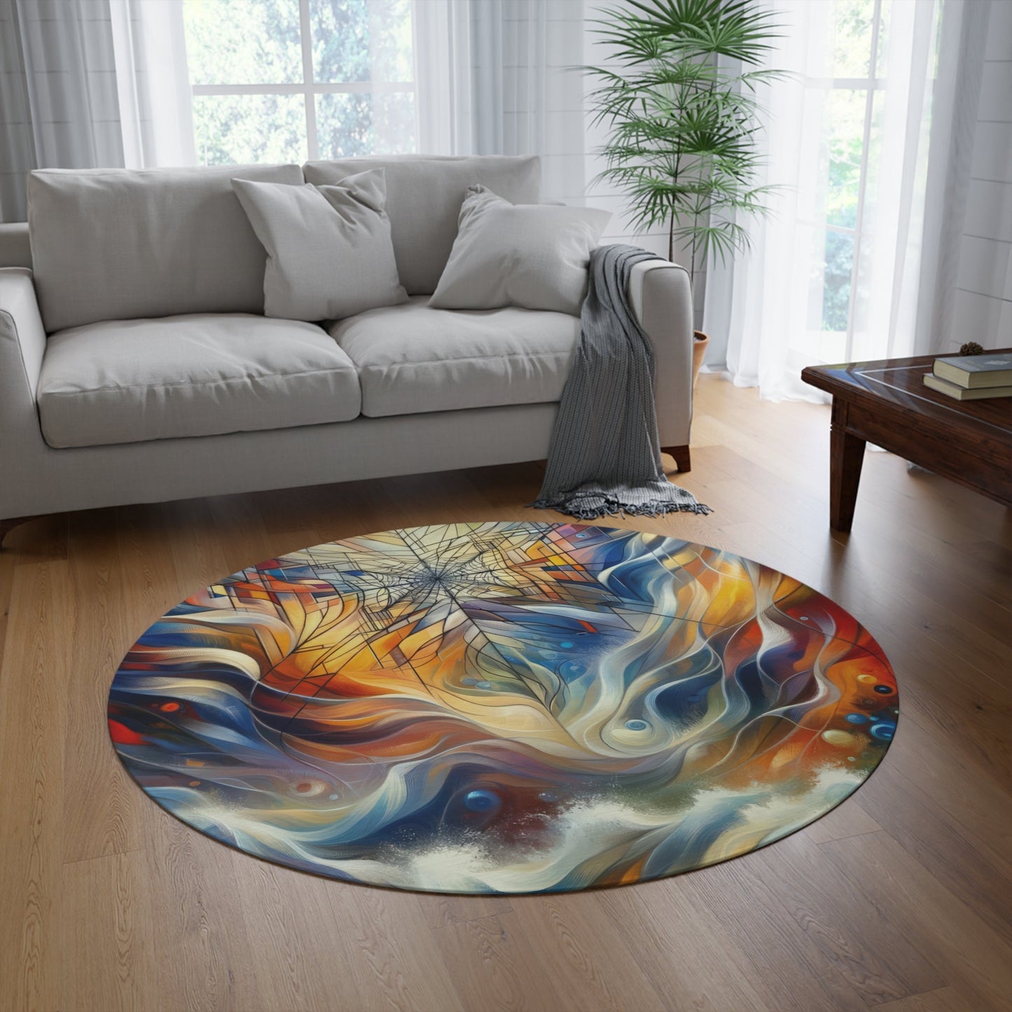 Weaving Renewal Web Round Rug - ATUH.ART