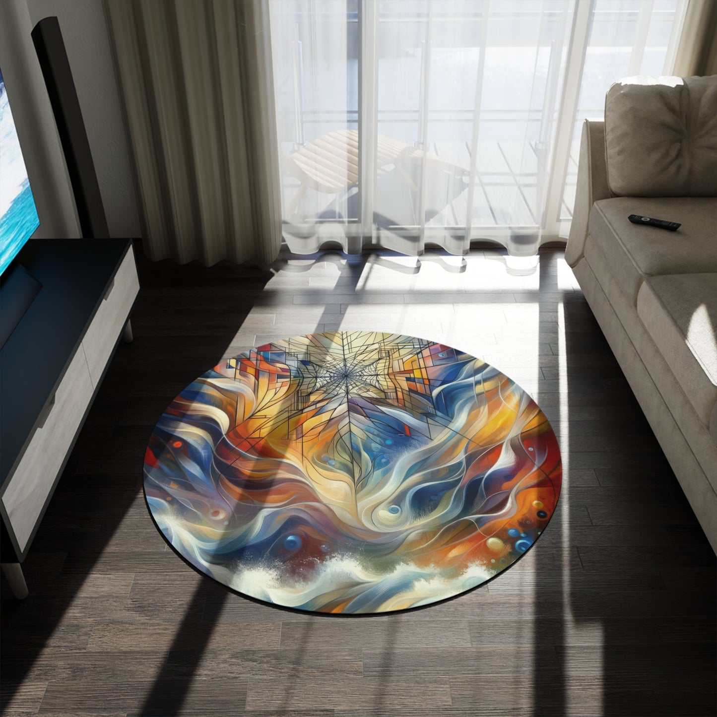 Weaving Renewal Web Round Rug - ATUH.ART