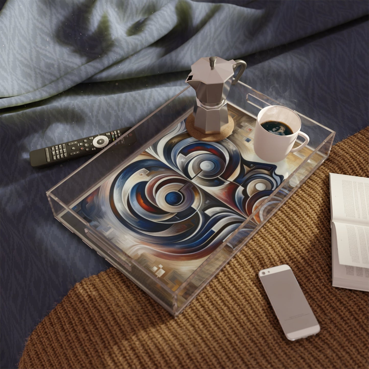 Wisdom Confluence Tachism Acrylic Serving Tray - ATUH.ART