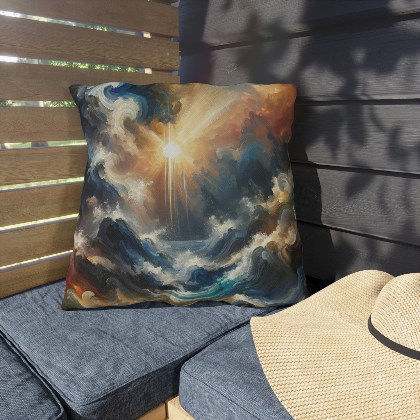 Tumultuous Sea Enlightenment Outdoor Pillows