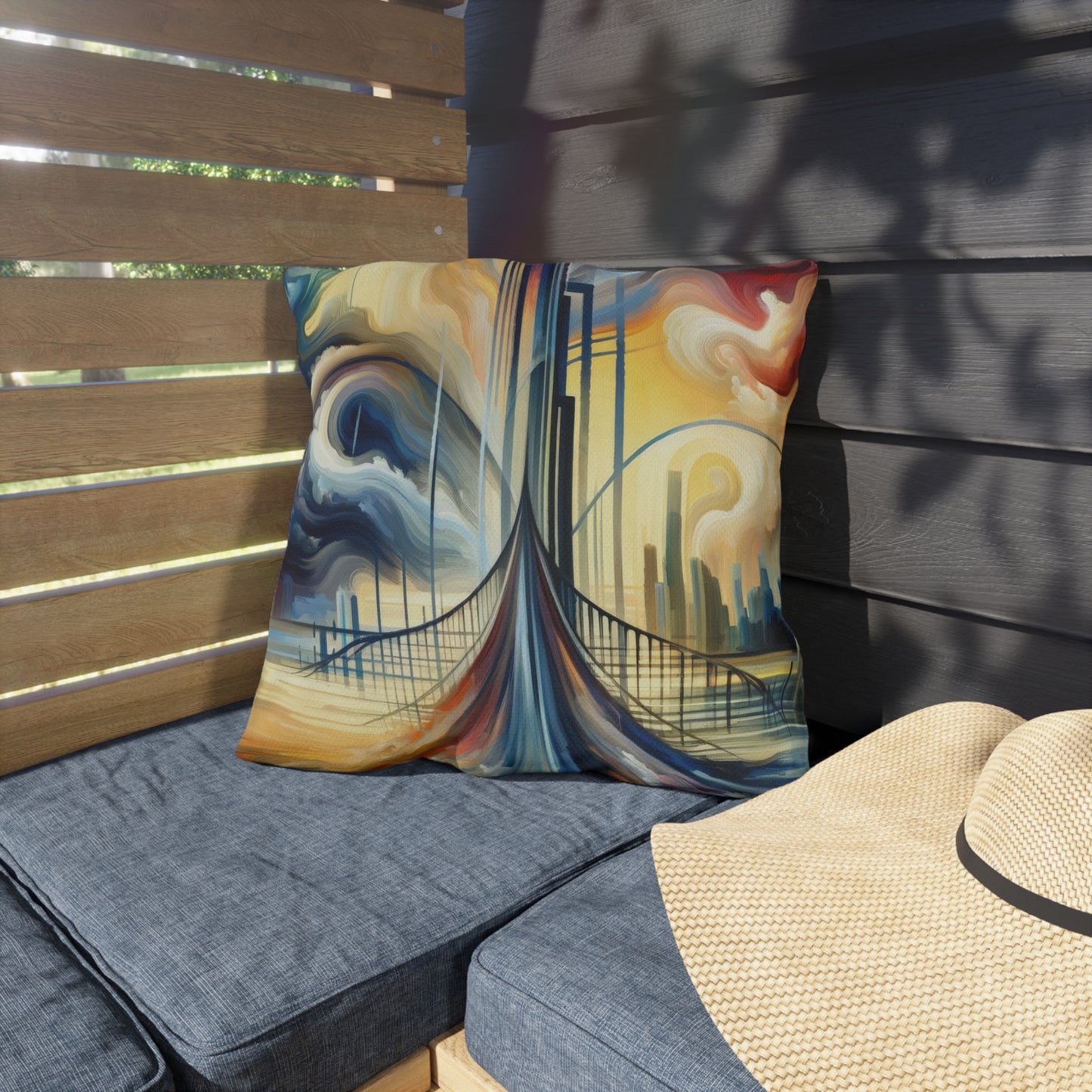 Conscious Bridge Tachism Outdoor Pillows