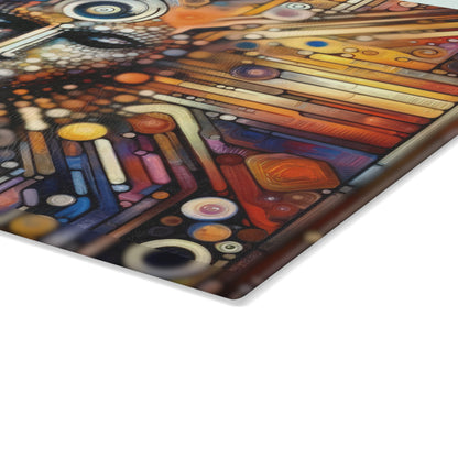 Digital Rhythm Tapestry Glass Cutting Board