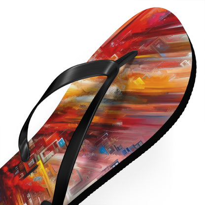 Digital Chaos Symphony Flip Flops