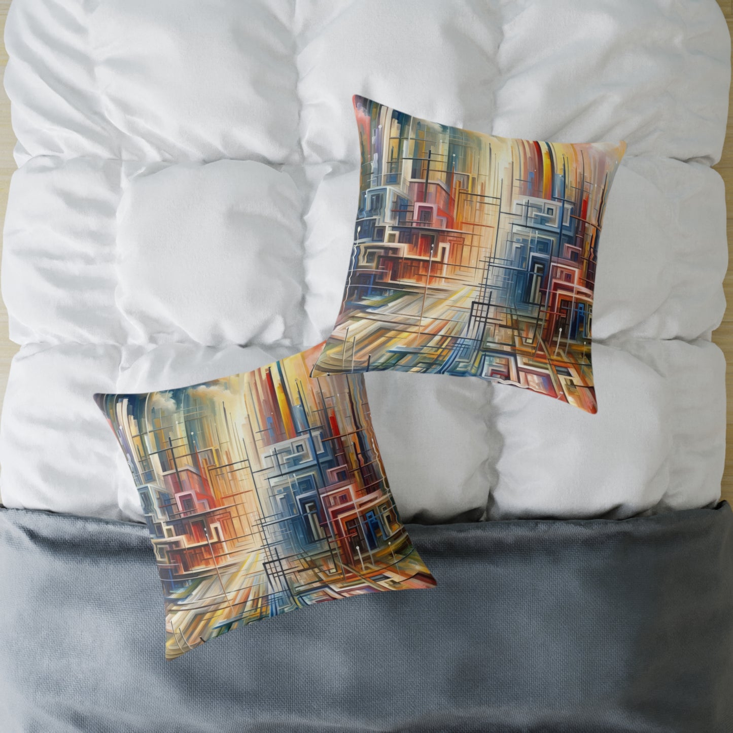 Urban Flow Interconnectedness Spun Polyester Pillow