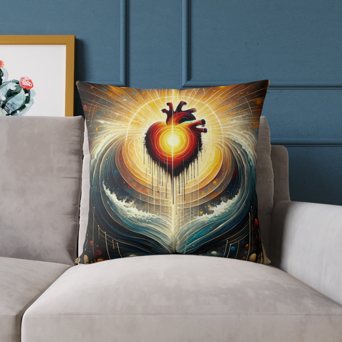 Awakened Heart Waves Spun Polyester Pillow
