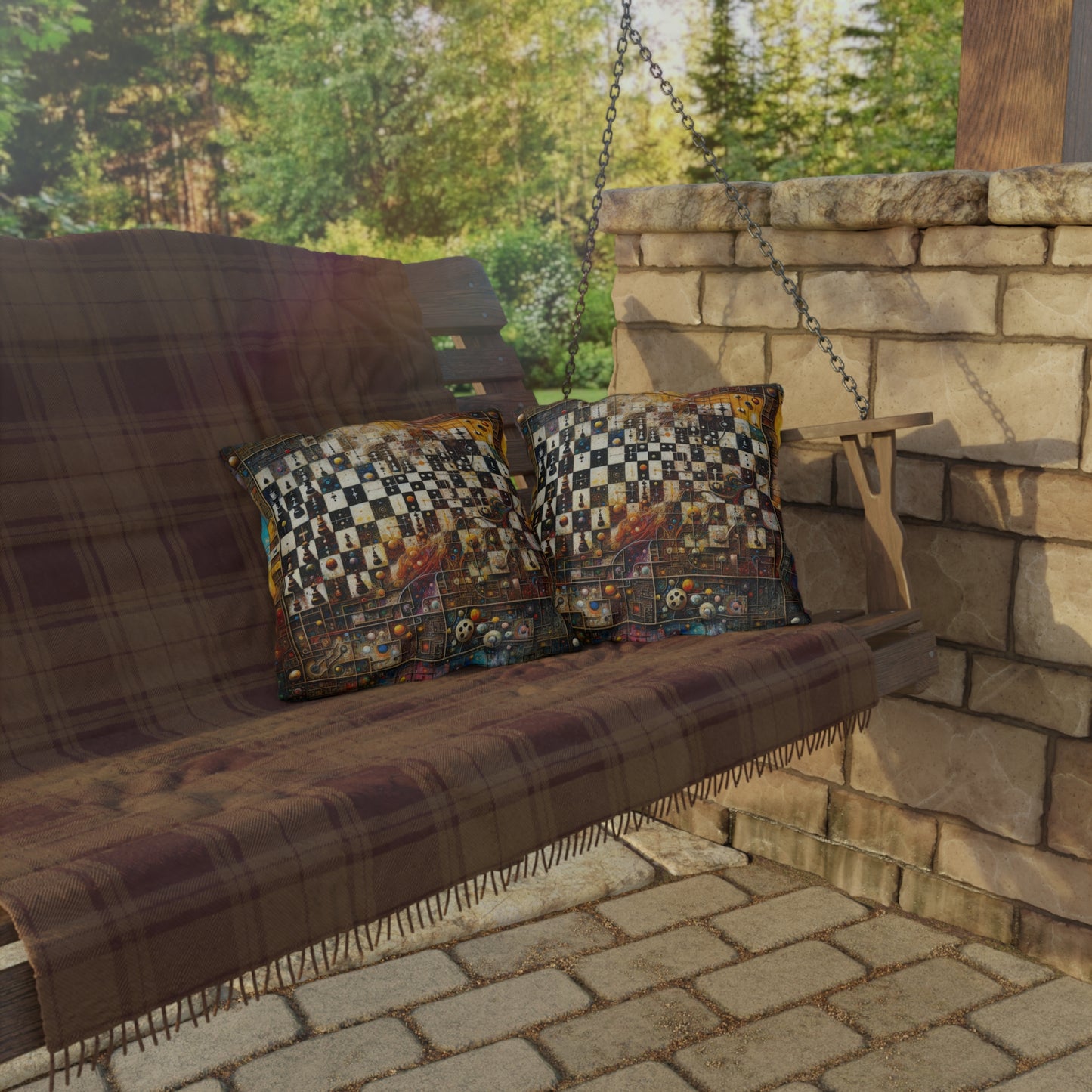 Cosmic Chess Integration Outdoor Pillows