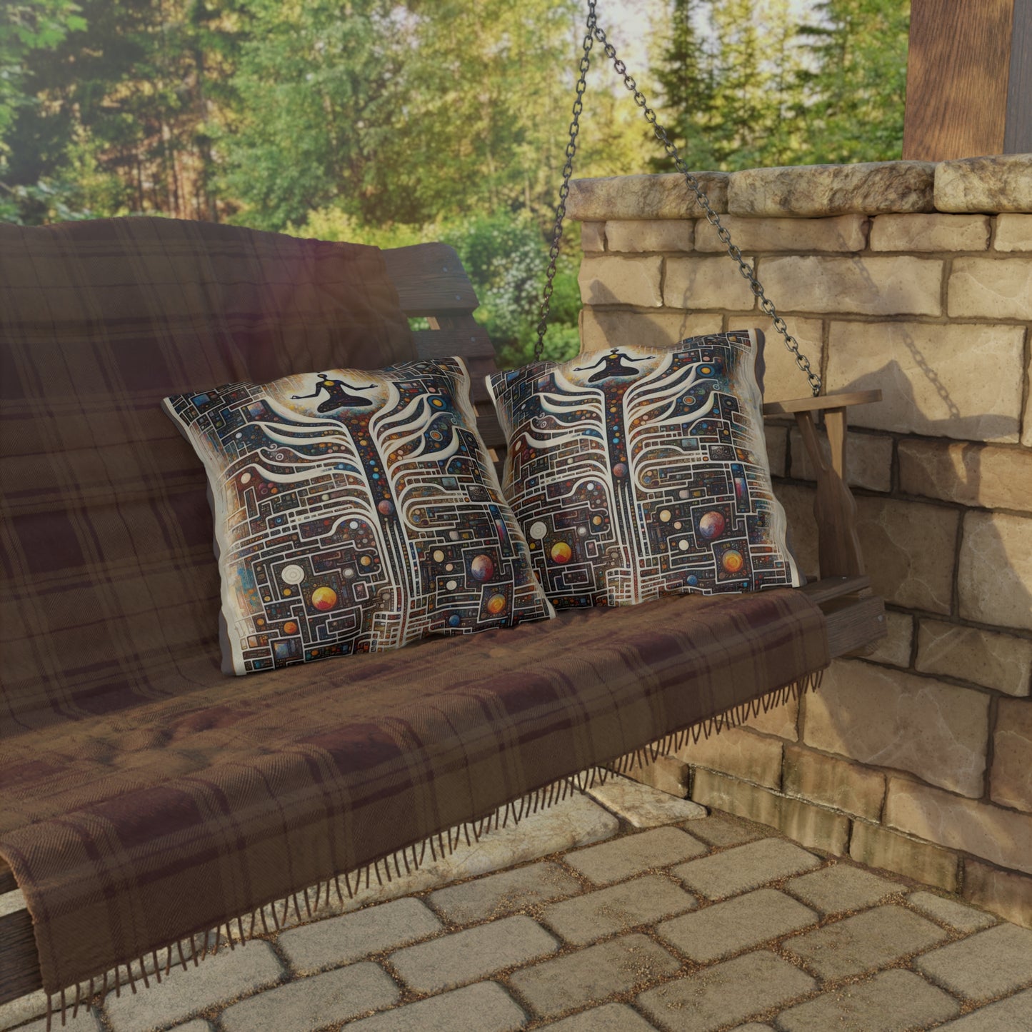 Syncing Silicon Spirituality Outdoor Pillows