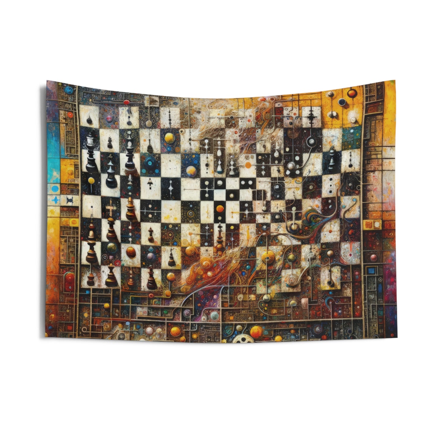 Cosmic Chess Integration Indoor Wall Tapestries