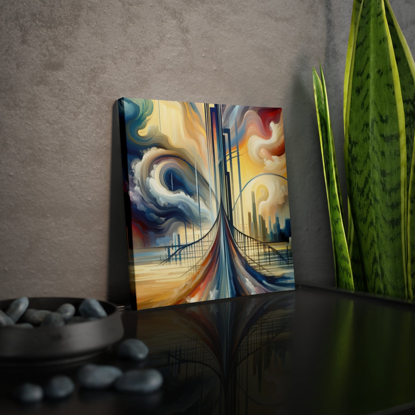 Conscious Bridge Tachism Canvas Photo Tile