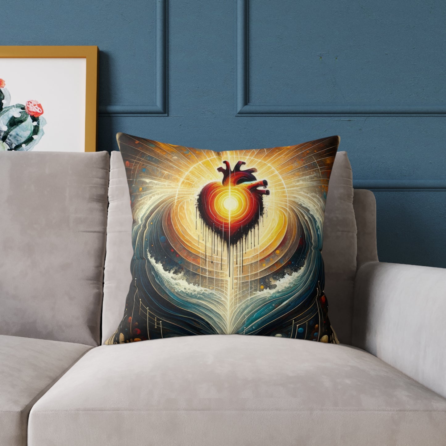 Awakened Heart Waves Spun Polyester Pillow