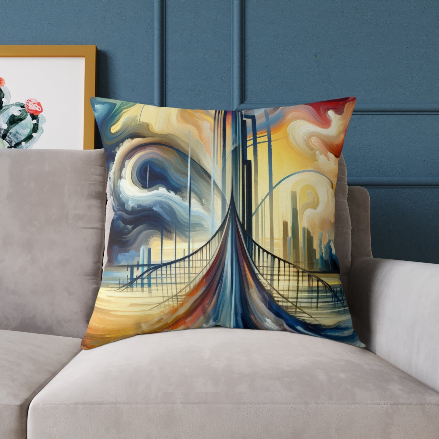 Conscious Bridge Tachism Spun Polyester Pillow