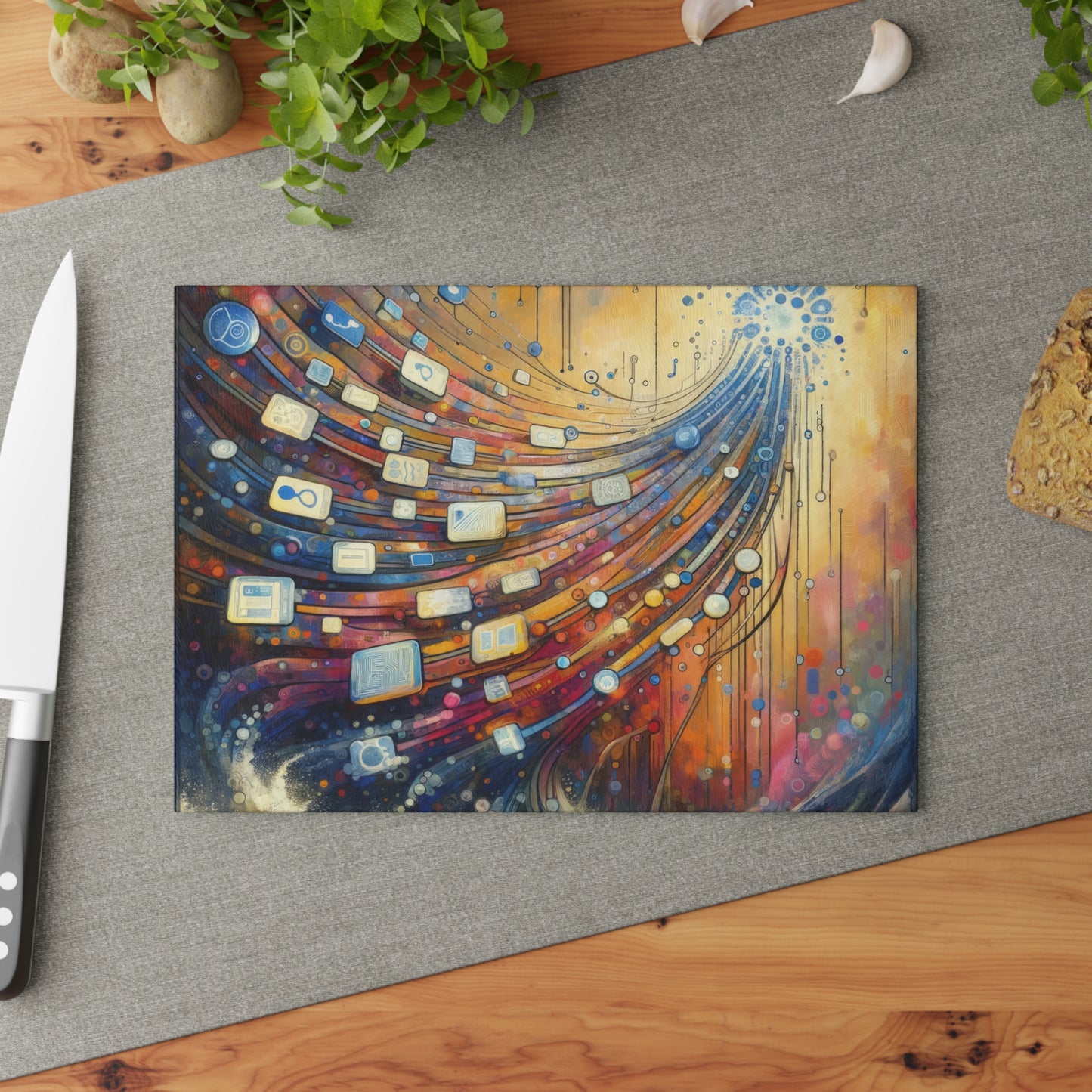 Digital Tapestry Weaving Glass Cutting Board