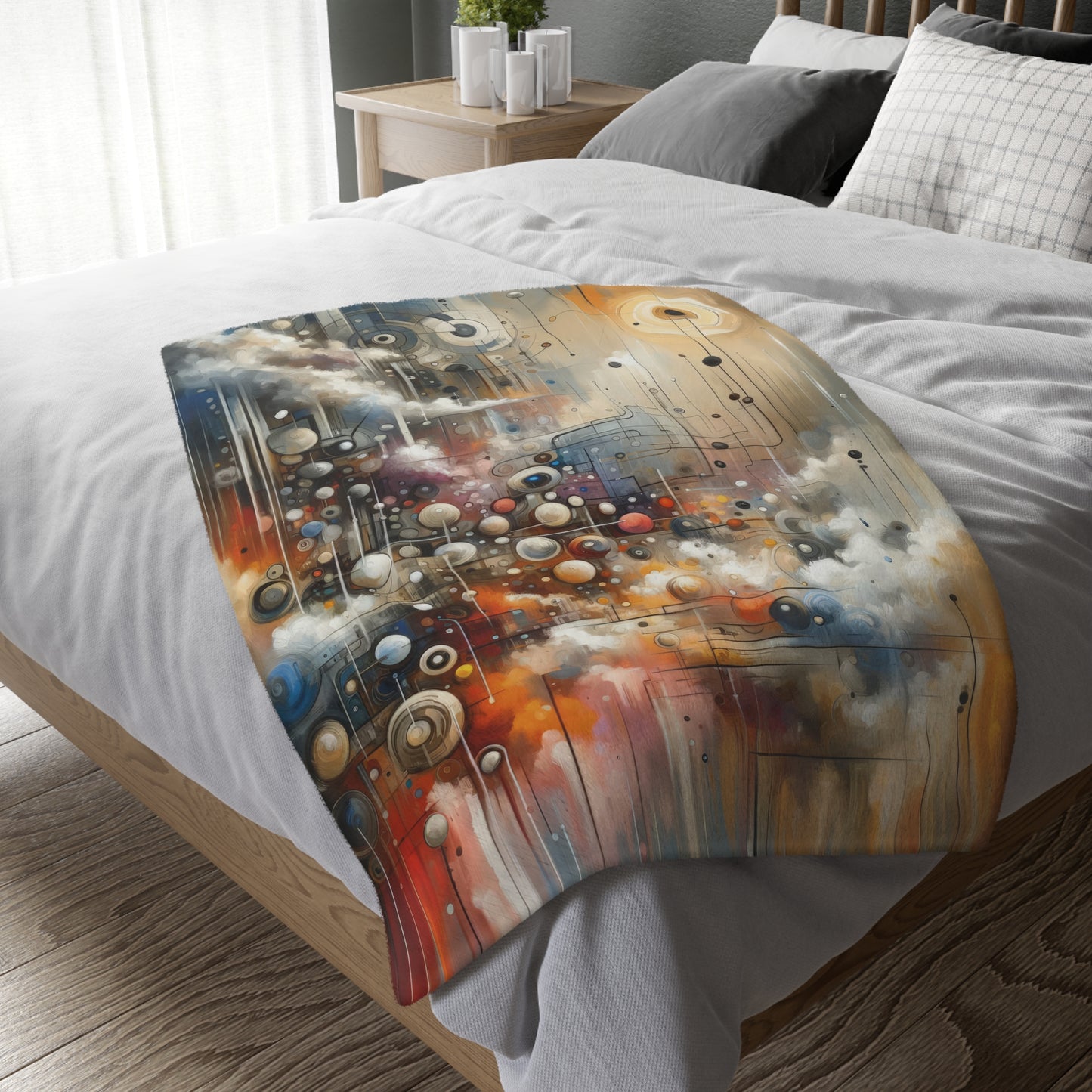 Abstract Mechanical Harmony Velveteen Microfiber Blanket (Two-sided print)