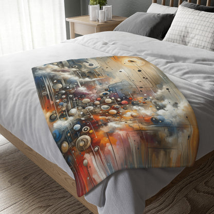 Abstract Mechanical Harmony Velveteen Microfiber Blanket (Two-sided print)