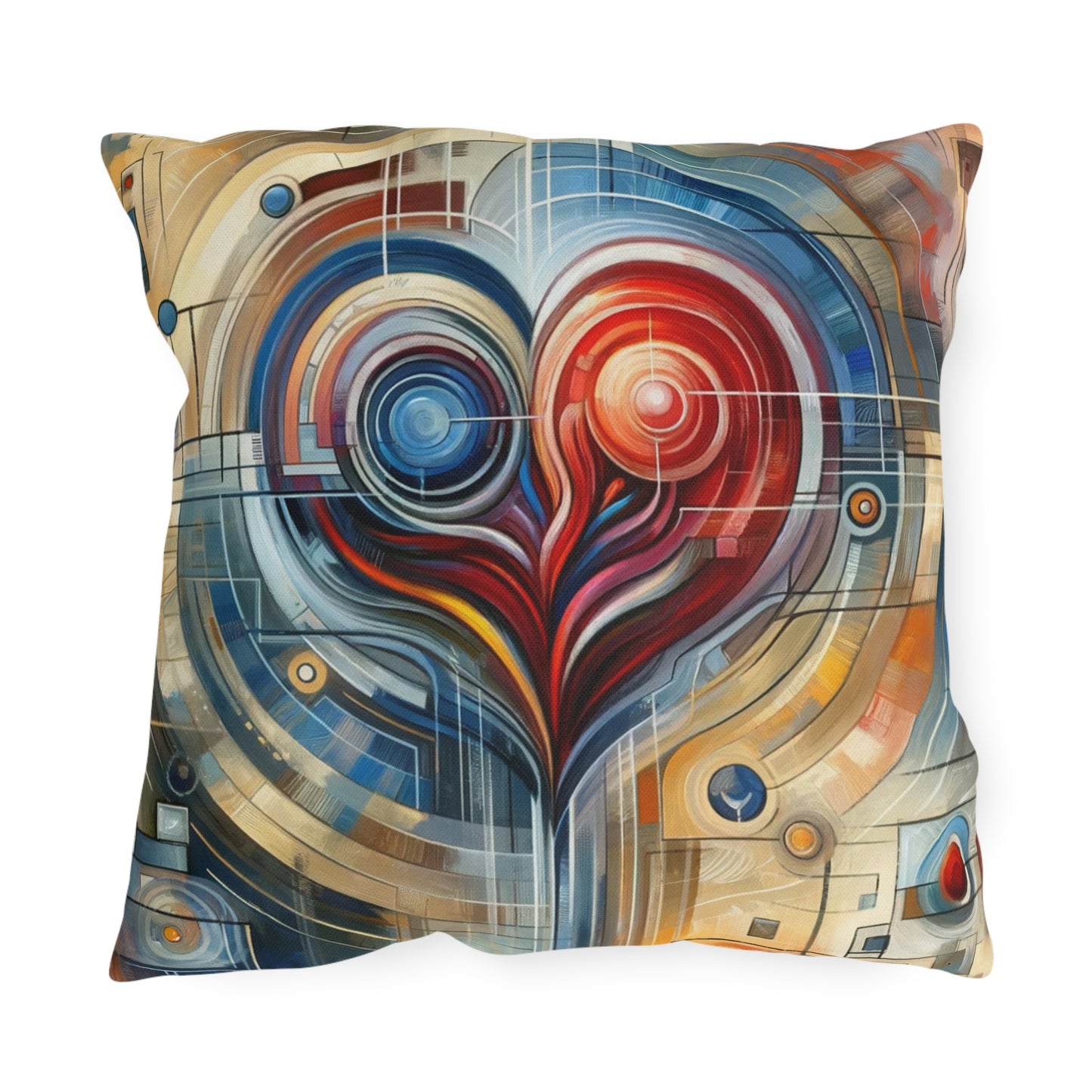 Techno Heart Harmony Outdoor Pillows