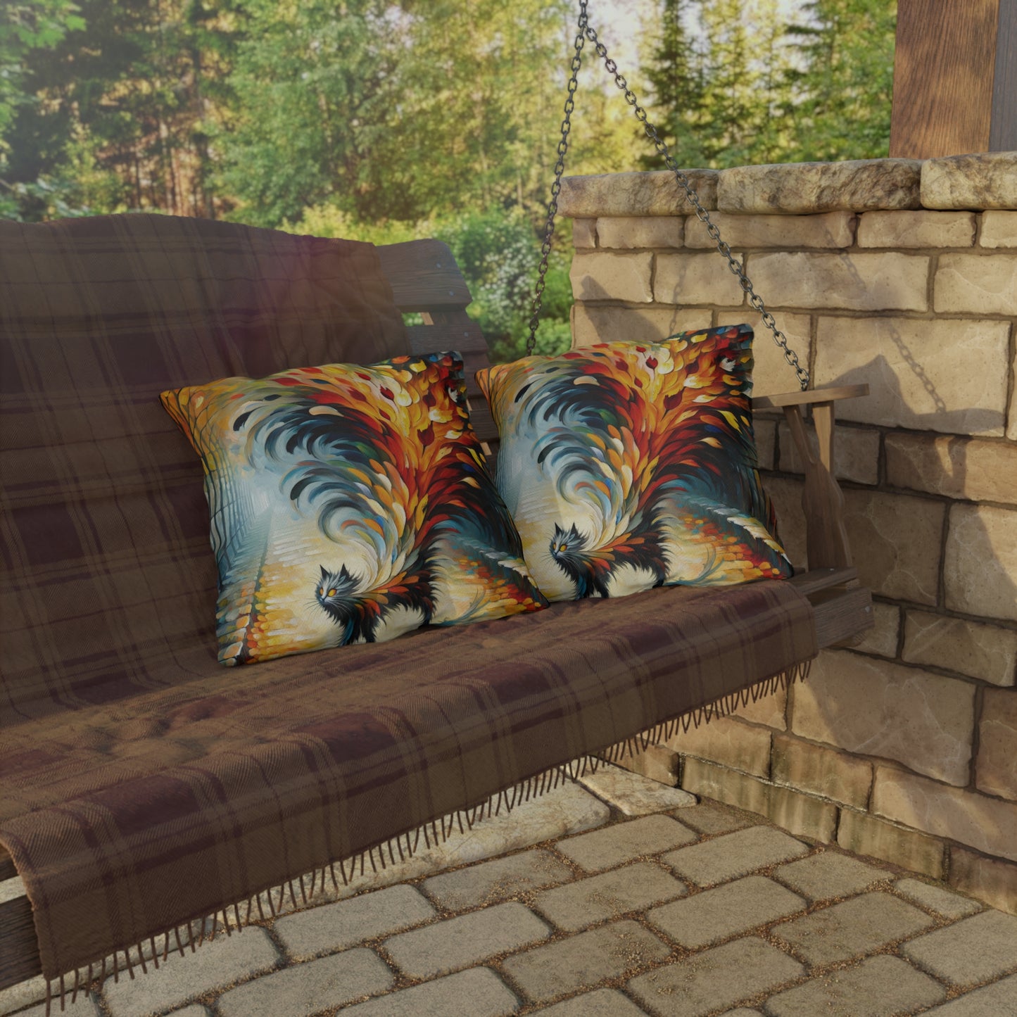 Autumn Whirlwind Escape Outdoor Pillows