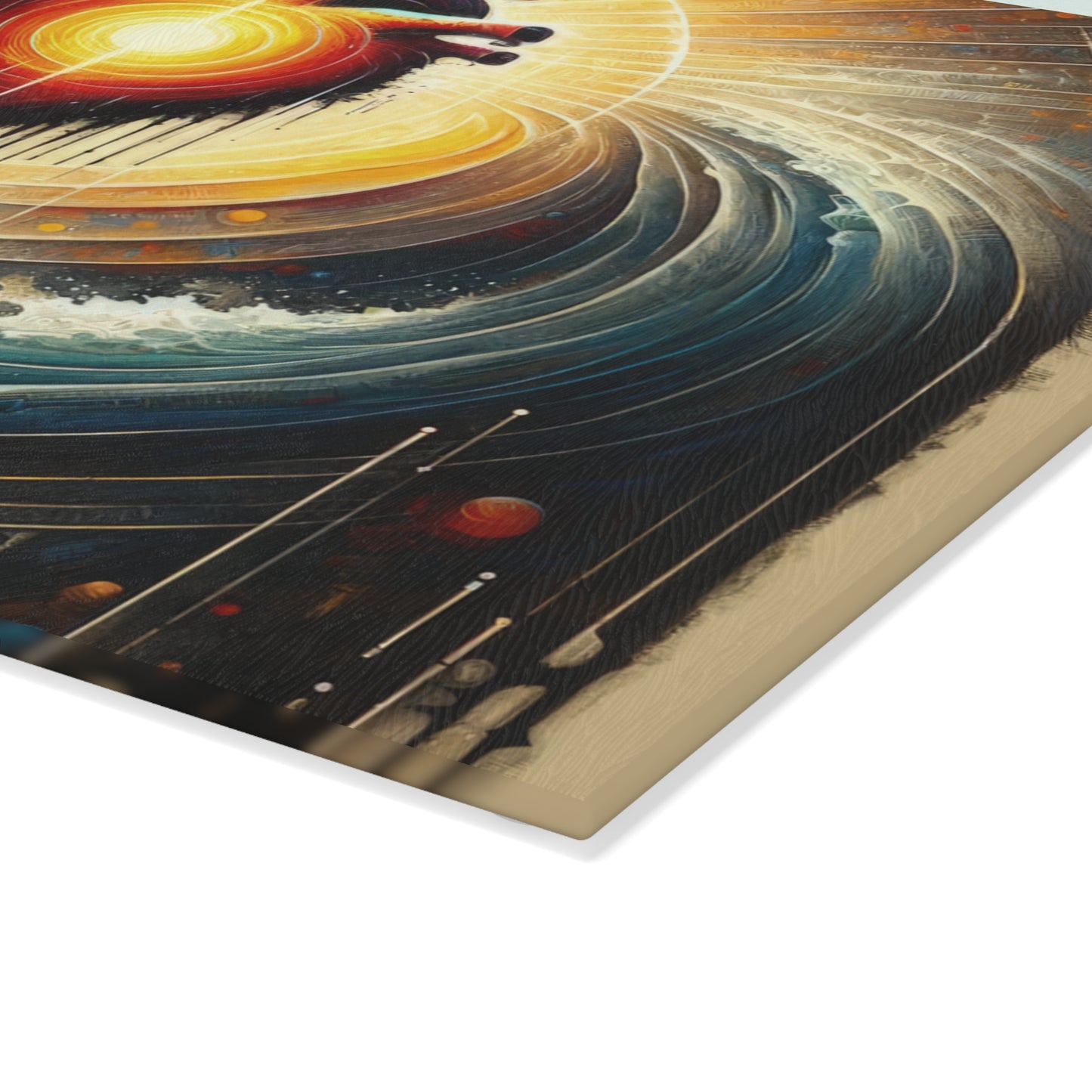 Awakened Heart Waves Glass Cutting Board