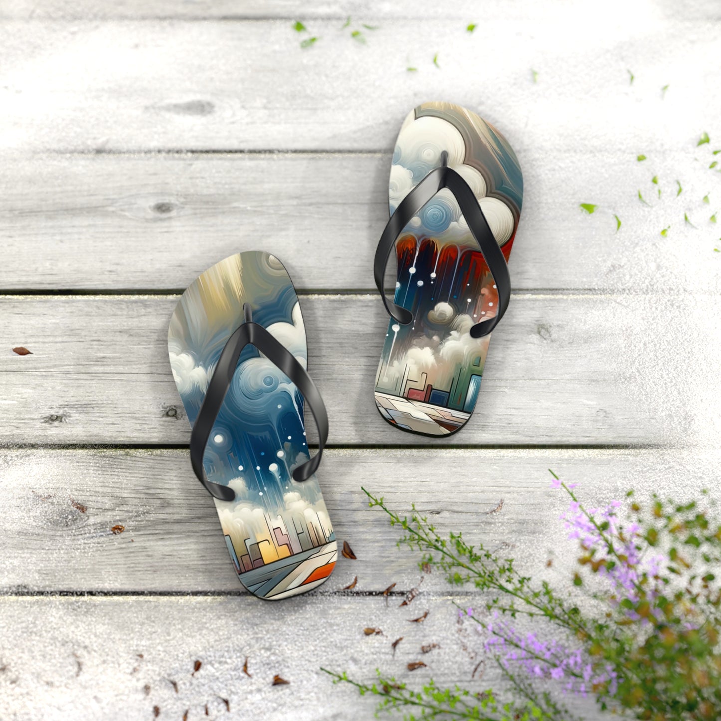 Grounding Silver Clouds Flip Flops