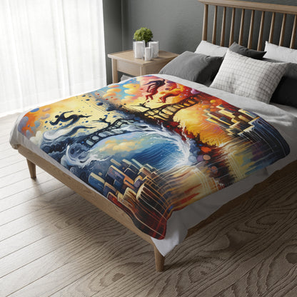 Faithful Diving Bridges Velveteen Microfiber Blanket (Two-sided print)