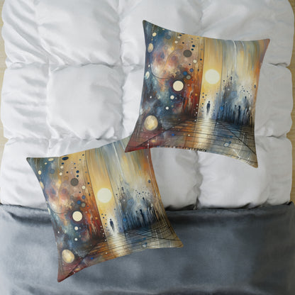 Stillness Transition Abstract Spun Polyester Pillow