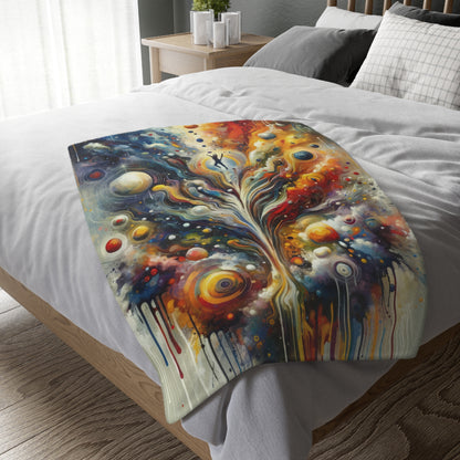 Cosmic Vision Tree Velveteen Microfiber Blanket (Two-sided print)