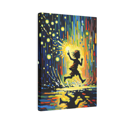 Child Firefly Chase Canvas Photo Tile