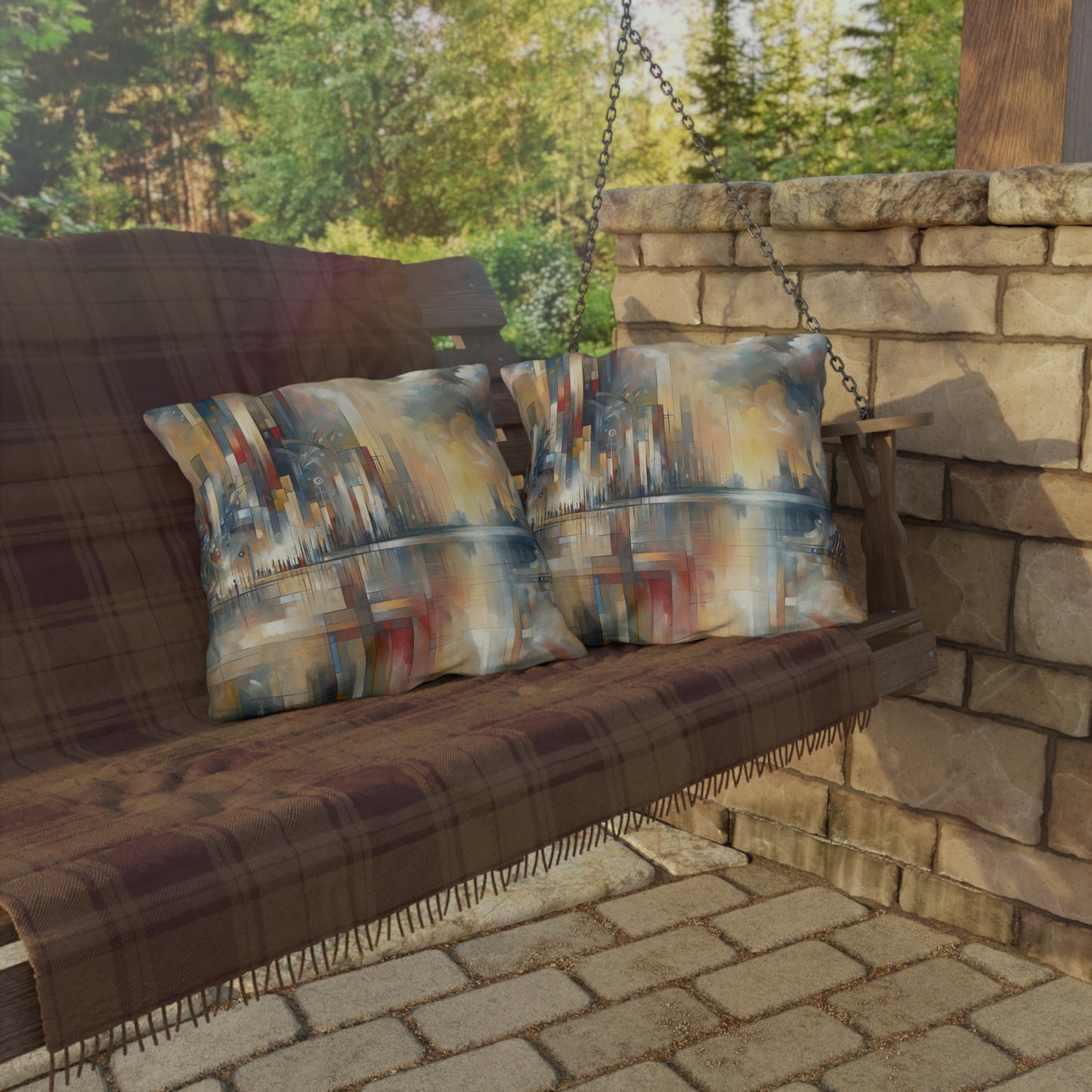 Abstract Buzzing Stillness Outdoor Pillows