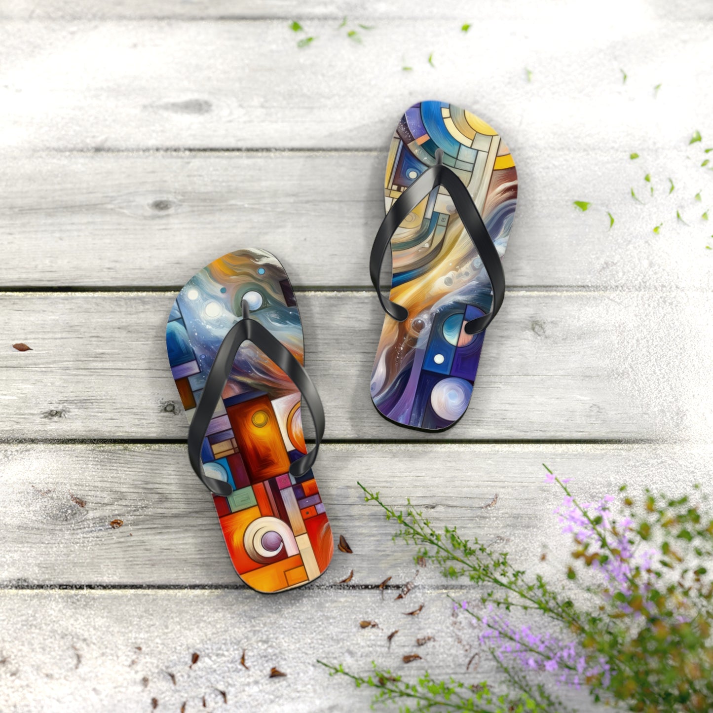 Cosmic Tachism Alchemy Flip Flops