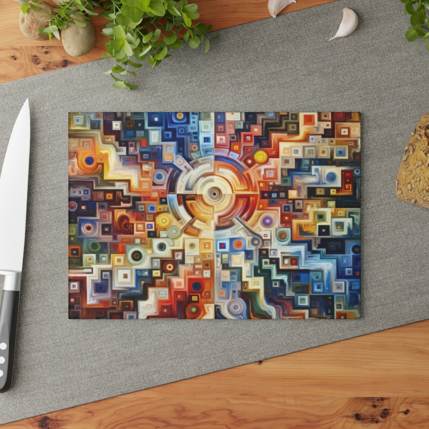 Essence Kaleidoscope Tapestry Glass Cutting Board