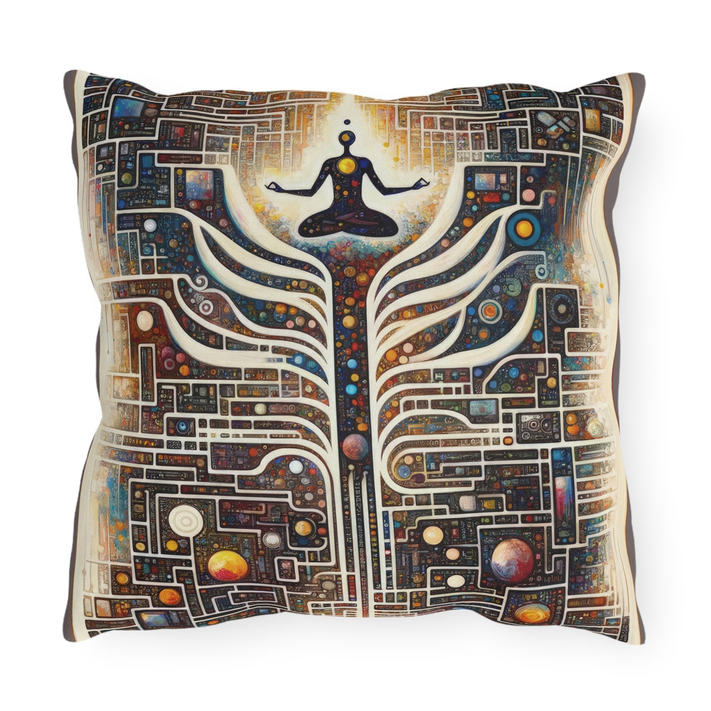 Syncing Silicon Spirituality Outdoor Pillows