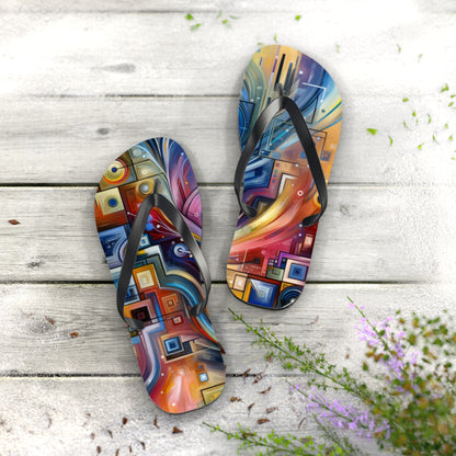 Digital Mindfulness Abstract Flip Flops
