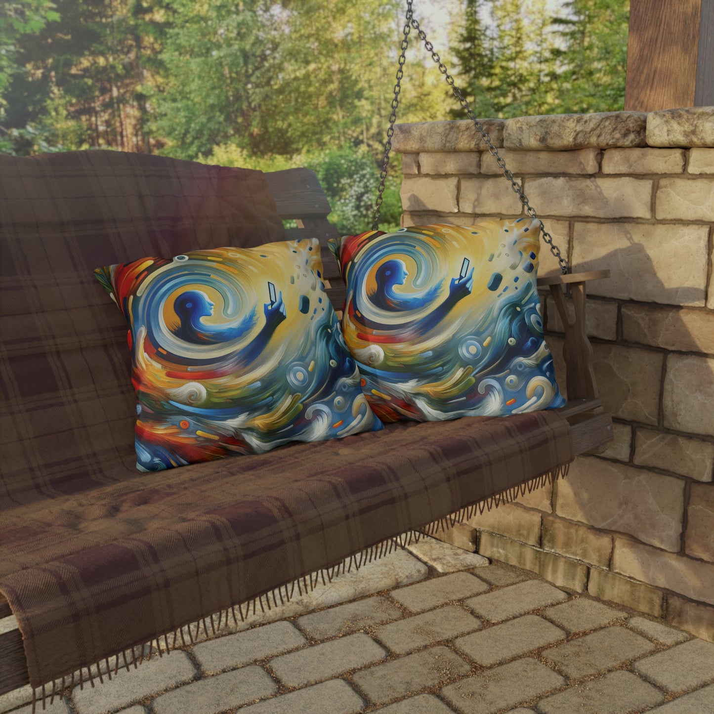Swipe Connection Tachism Outdoor Pillows