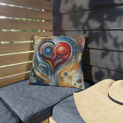 Techno Heart Harmony Outdoor Pillows