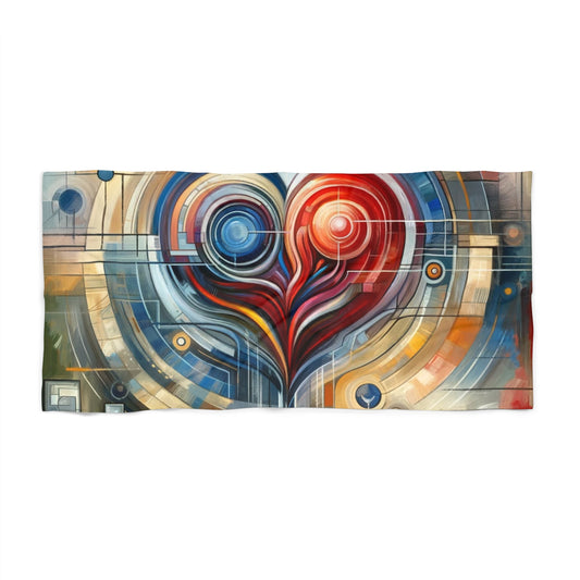 Techno Heart Harmony Beach Towel