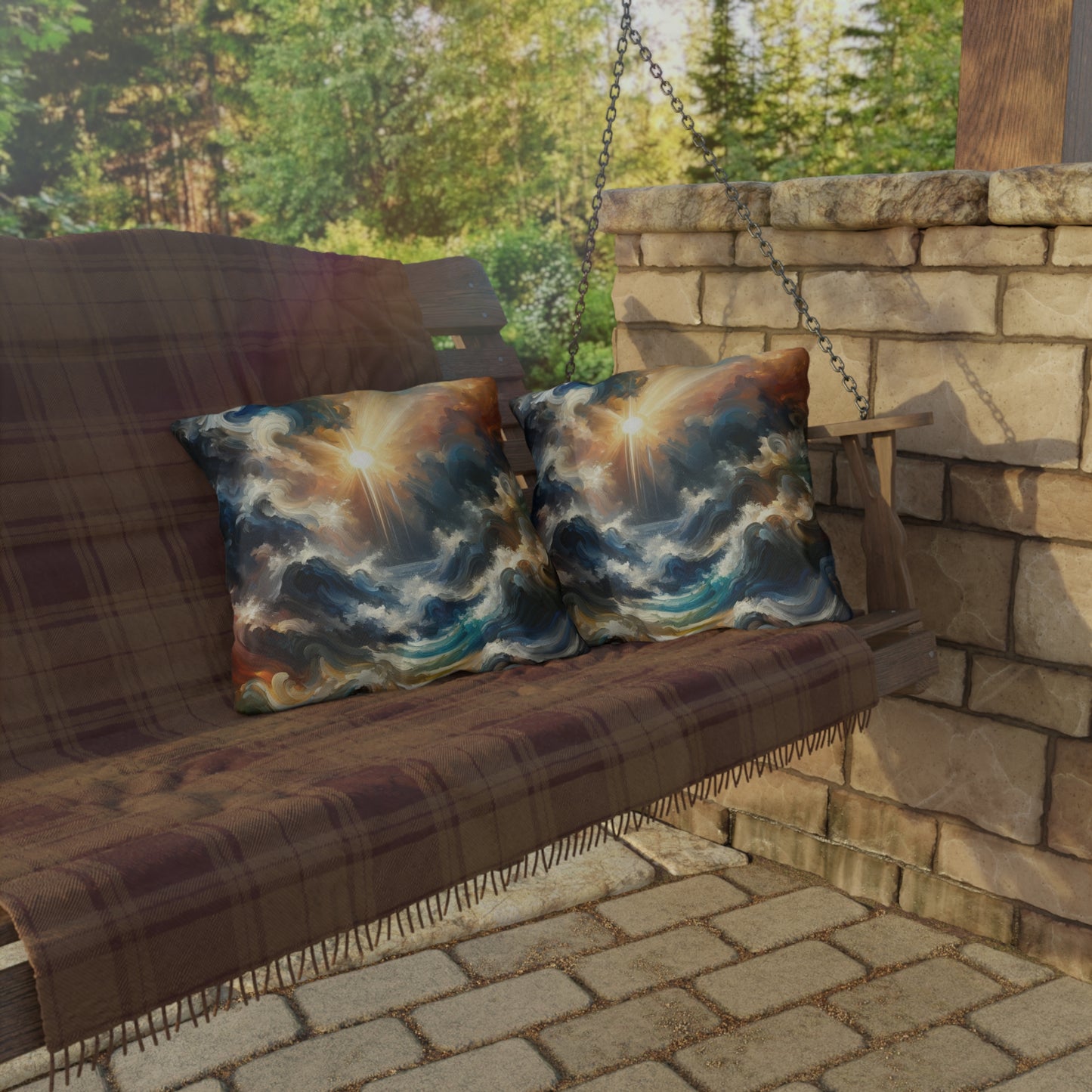 Tumultuous Sea Enlightenment Outdoor Pillows
