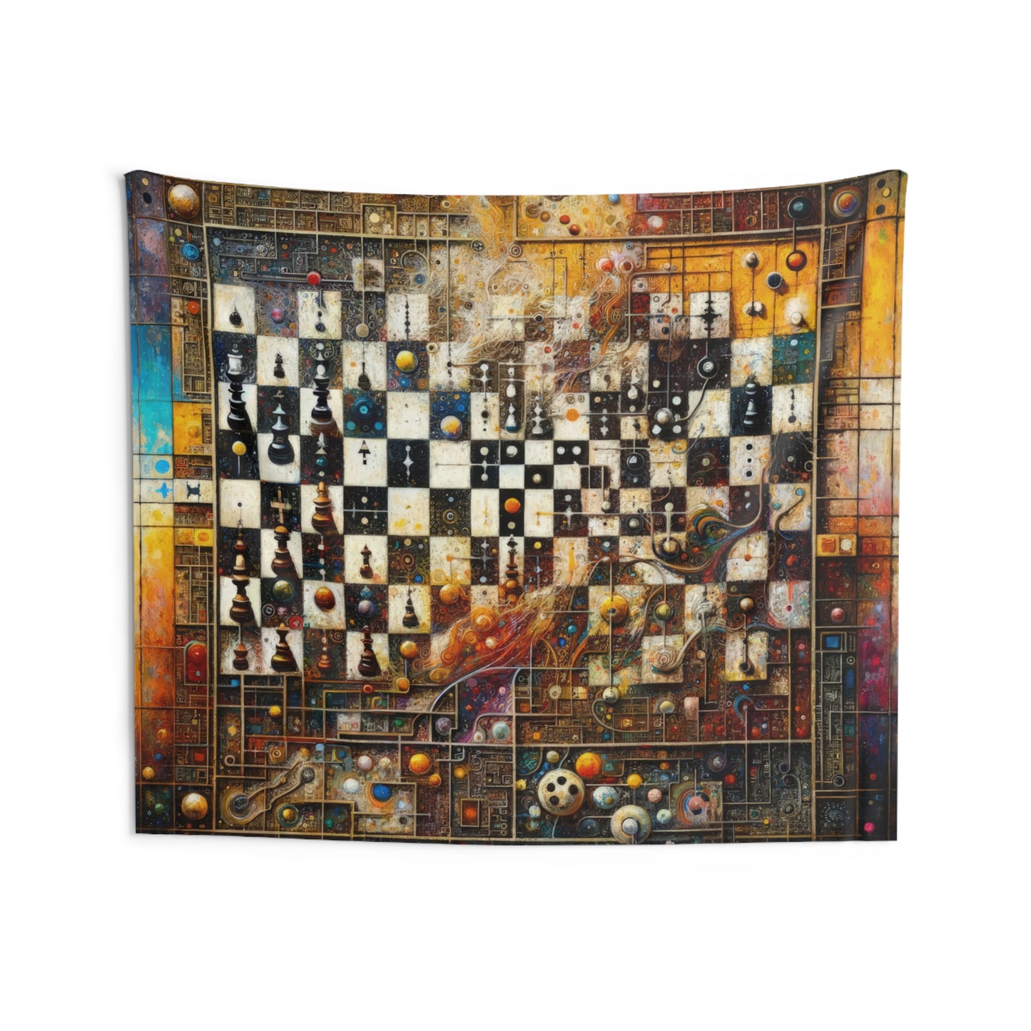 Cosmic Chess Integration Indoor Wall Tapestries