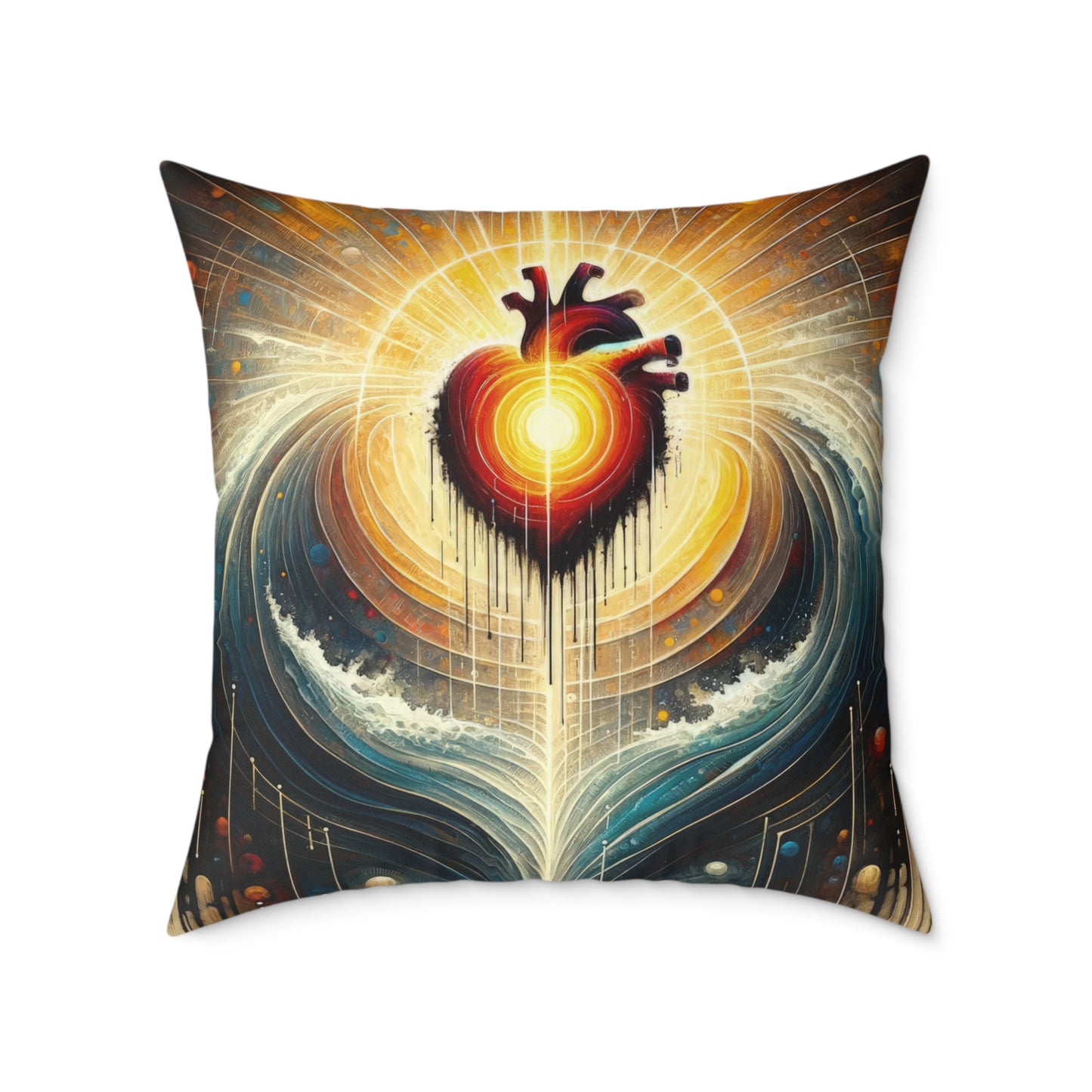 Awakened Heart Waves Spun Polyester Pillow