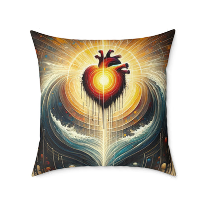 Awakened Heart Waves Spun Polyester Pillow