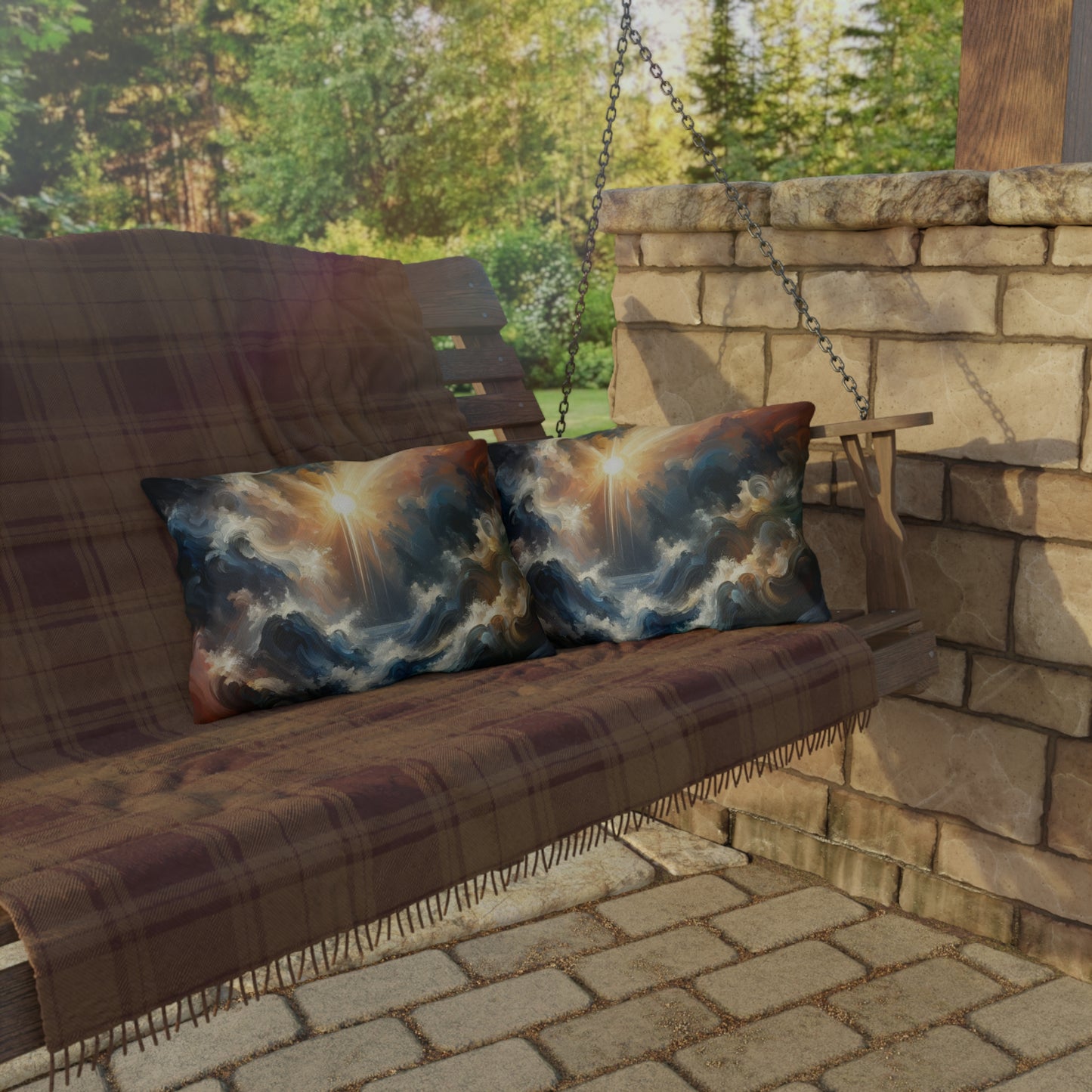 Tumultuous Sea Enlightenment Outdoor Pillows