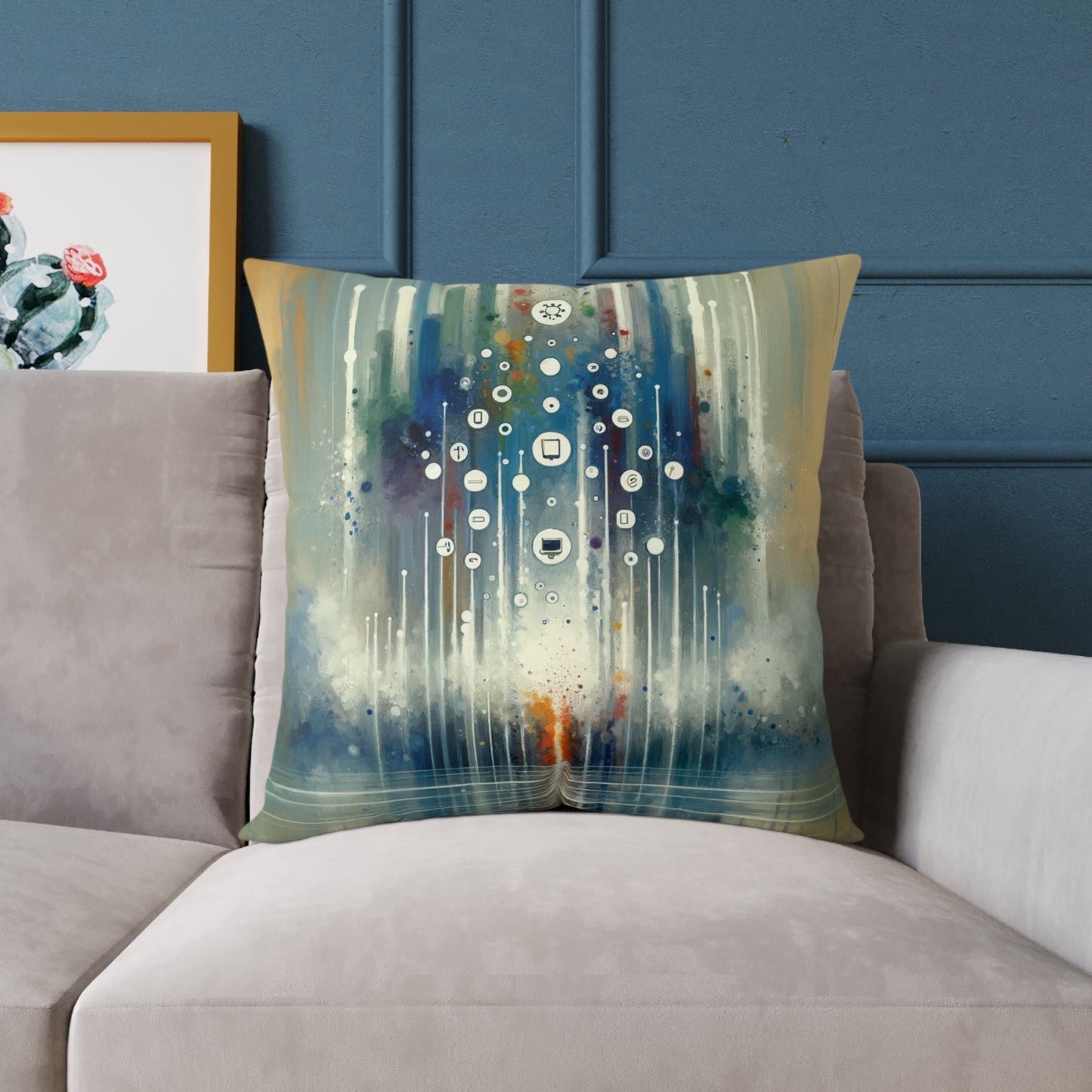 Tachism Digital Escape Spun Polyester Pillow