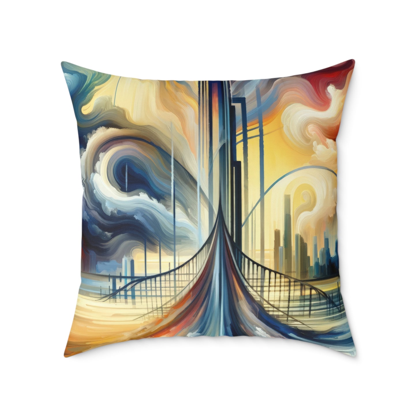 Conscious Bridge Tachism Spun Polyester Pillow