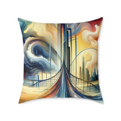 Conscious Bridge Tachism Spun Polyester Pillow