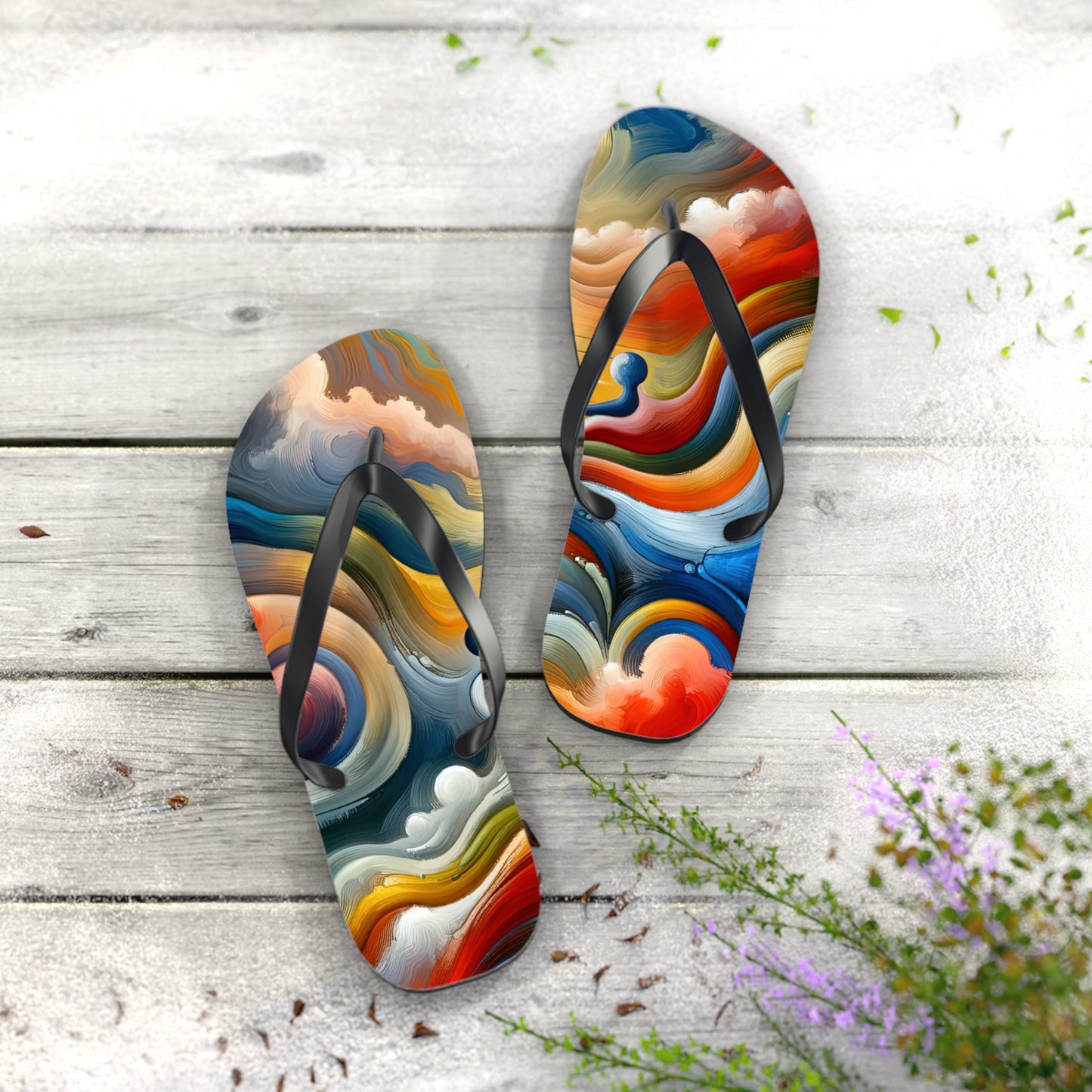 Empathetic Lifeline Abstract Flip Flops