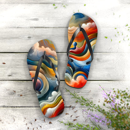 Empathetic Lifeline Abstract Flip Flops