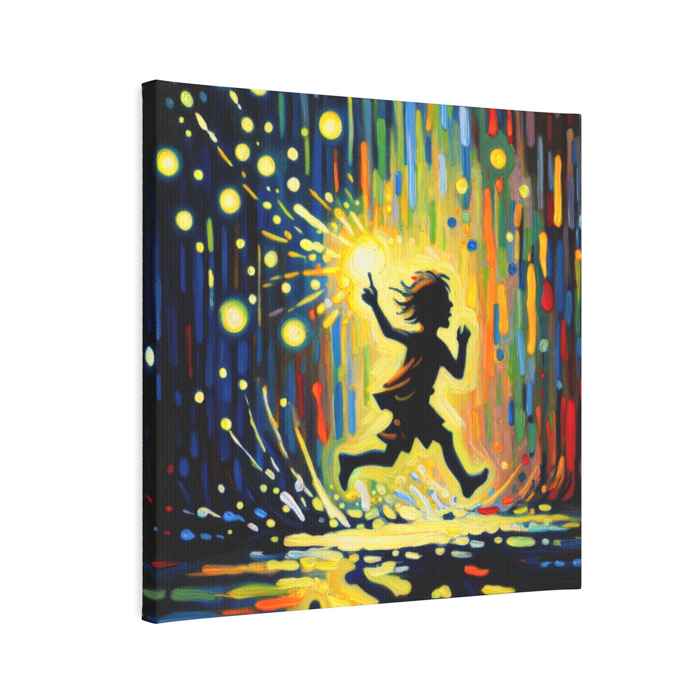 Child Firefly Chase Canvas Photo Tile