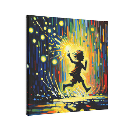 Child Firefly Chase Canvas Photo Tile